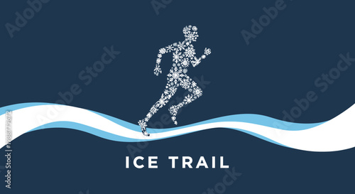 Winter Runner Silhouette Made Of Snowflakes Conceptualizing Winter Trail Running Perfect