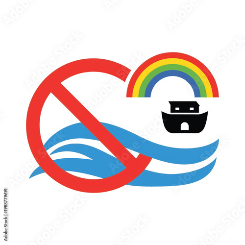 Noah Ark Rainbow Prohibition Icon Vector