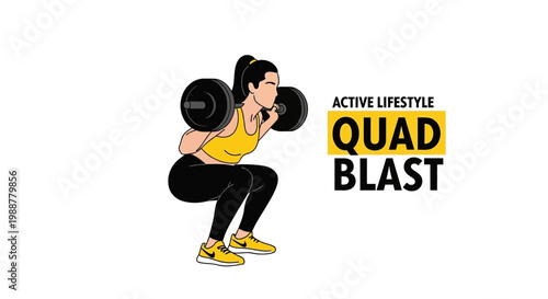 Woman Doing Barbell Squats, Active Lifestyle, Strength Training, Quad Blast, Fitness Workout
