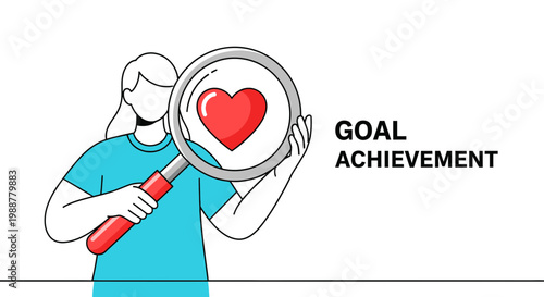 Woman Analyzing Heart Symbol: A Visual Representation of Target, Focus and Achievement