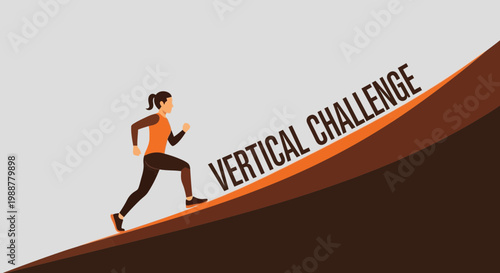 Woman Ascending on Inclined Path Depicting a Vertical Challenge and the Spirit of Perseverance