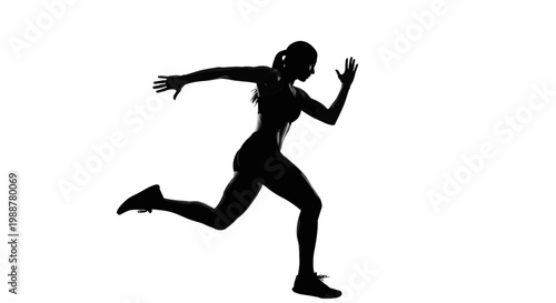 Woman In Silhouette Sprinting Forward Depicting Dynamism And Athleticism