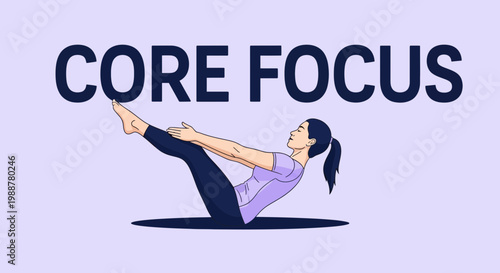 Woman Practicing Yoga Exercise Focused On Core Strength, Healthy Lifestyle, And Fitness