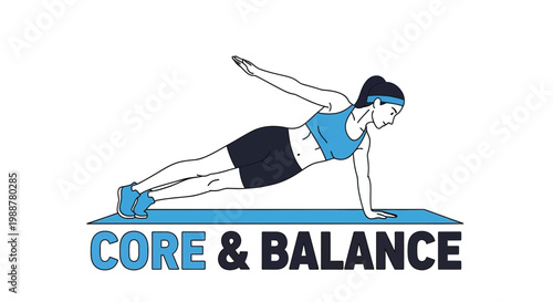 Woman Performing Plank Exercise Demonstrating Core Strength and Body Balance Training