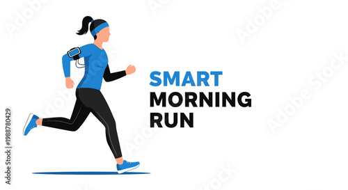 Woman Running And Text Reading Smart Morning Run In A Modern Graphic Style