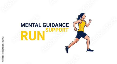 Woman Running Depicted With Mental Guidance And Supportive Encouragement Concept