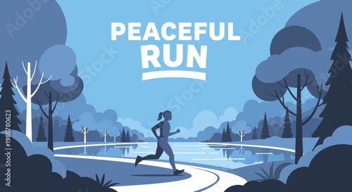 Woman Running Peacefully on a Nature Trail, Perfect for Exercise and Wellbeing