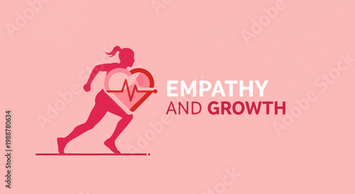 Woman Running With Heart Symbolizing Empathy and Personal Growth Concept