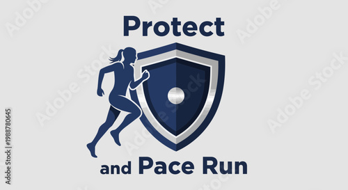 Woman Running with Shield Symbolizes Health and Protection During Physical Exercise