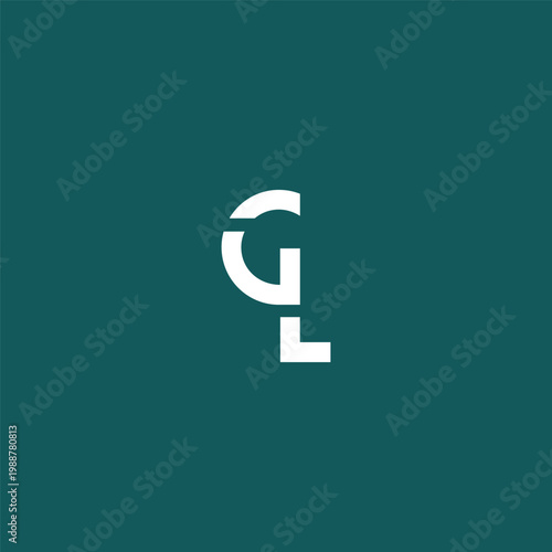 White GL letters on teal background logo design element