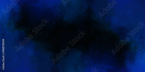 Dark blue and black abstract watercolor texture background with moody smoky atmospheric paint splash effect