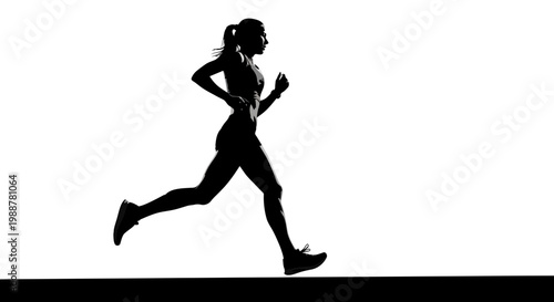 Woman's Silhouette Jogging in the Pursuit of Fitness and Achieving Athletic Excellence