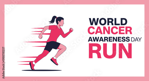 World Cancer Awareness Day Run: Illustrative Art Depicting Health and Exercise