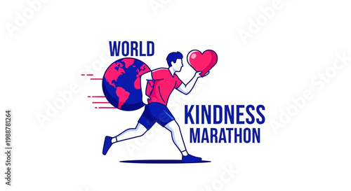 World Kindness Marathon Concept Depicting Global Heart and Compassionate Approach