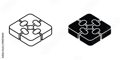 Foto Isometric depiction of a modular pipe junction system with contrasting color sch