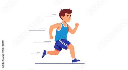 Young Male Athlete Running Fast During Workout Training, Exercising With Speed