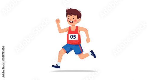Young Runner In Energetic Sprint, Speeding Towards Goal, Isolated On White Background