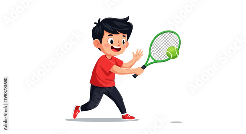Young Tennis Enthusiast Swinging Racket And Preparing To Serve The Ball On Court