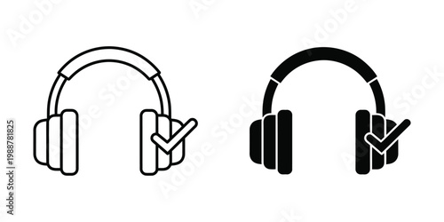 Comparison of two different types of headphones with a checkmark approval symbol next to each.