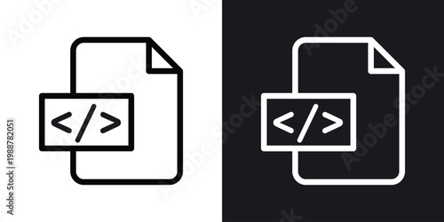 HTML script icons set in black and white stroke lines