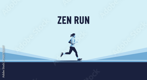 Zen Run: A Minimalist Design Showing a Runner in Peaceful Moment of Exercise