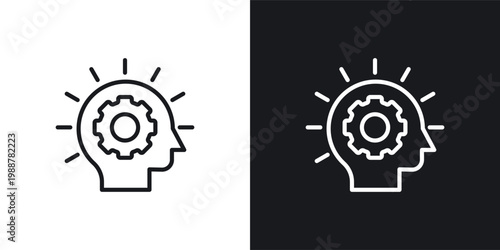 Innovation icons set in black and white stroke lines