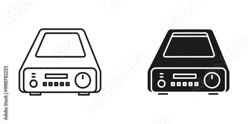 Vintage and modern stereo equipment comparison illustration