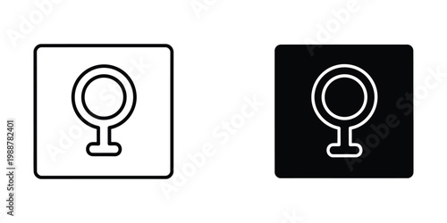 Contrasting icon designs on white and black backgrounds with a circular symbol and base