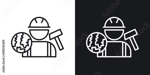 Job for immigrants icons set in black and white stroke lines