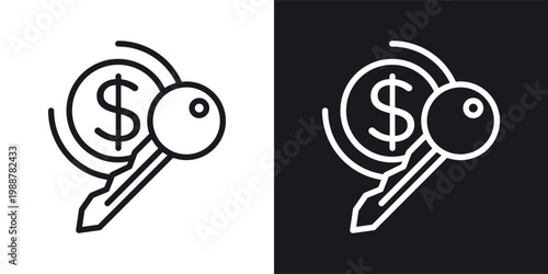Key revenue icons set in black and white stroke lines