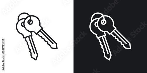 Keys icons set in black and white stroke lines