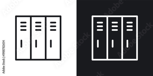 Locker icons set in black and white stroke lines