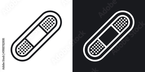 Medical patch icons set in black and white stroke lines