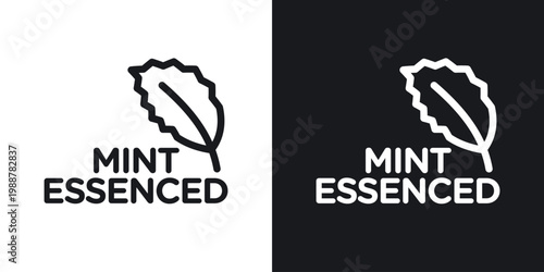 Mint essenced icons set in black and white stroke lines