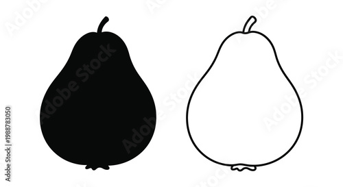 Two pears one black and one white in a simple line drawing