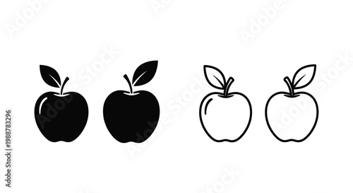 Four apple illustrations a mix of filled and outlined designs