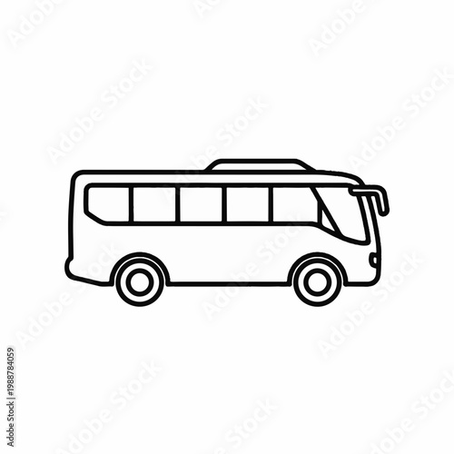 Minimalist bus line icon vector, modern shuttle bus outline illustration, public transportation vehicle symbol for travel and transit maps