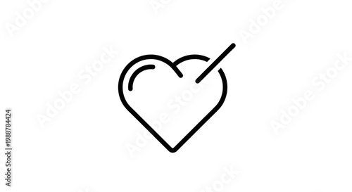 Heart pierced by Cupid's arrow icon, symbol of love, romance, and heartbreak