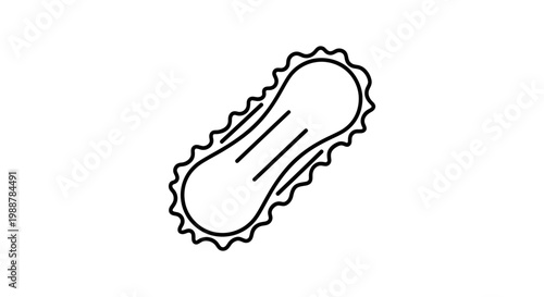 Simple Line Art Icon of a Sanitary Pad, Feminine Hygiene Product