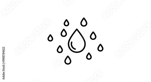 Water Drops Icon, Rain Symbol, Liquid Droplets, Weather and Nature Element