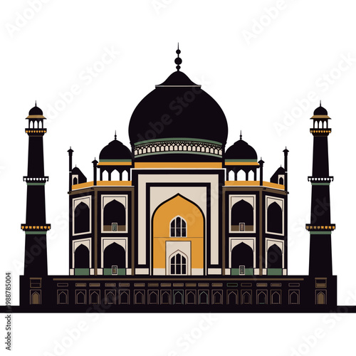 Stylized vector illustration of the Taj Mahal in Agra