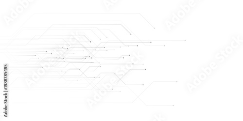 Abstract technology circuit board vector, futuristic digital network lines on white background, minimalist high-tech data flow connection pattern