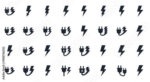Collection of various lightning bolt icons.