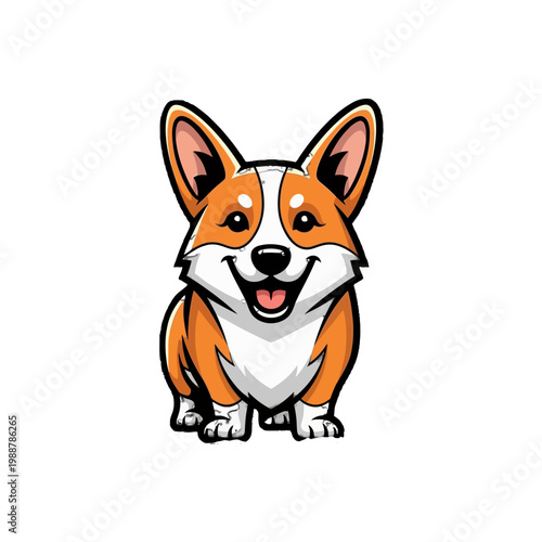 Corgi dog with happy expression.
