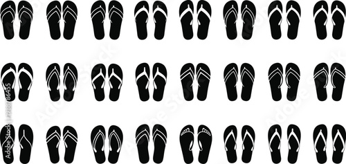 Flip flops footwear collection displaying various sandal designs for beach holidays and summer wear