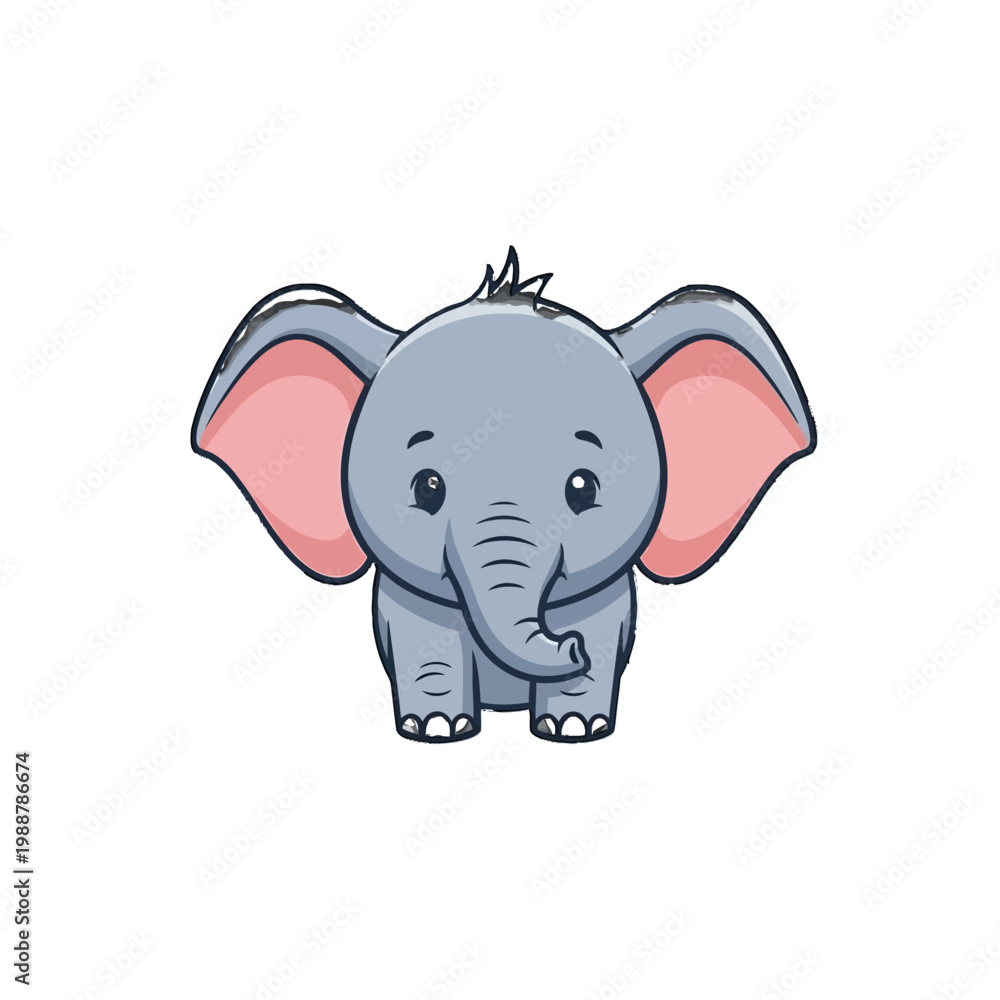 Obraz premium Cute Cartoon Elephant Closeup Portrait.