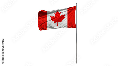 Schilderij op canvas Waving Canadian flag with red maple leaf, isolated on transparent background