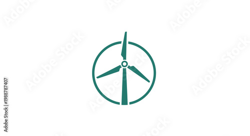 Green wind turbine logo icon symbol.