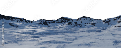 Snowy Mountain Glacier Panorama 3D Rendering Of Icy Alpine Landscape At Dusk