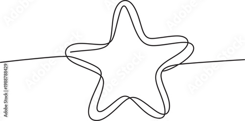 Single line star shape drawing in minimalist style for decoration and celebration design elements